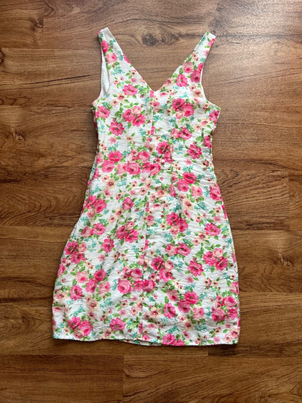 Altar’d State Floral Mini Dress XXS Pink Rose Cottagecore V-Neck Sleeveless - Picture 11 of 12